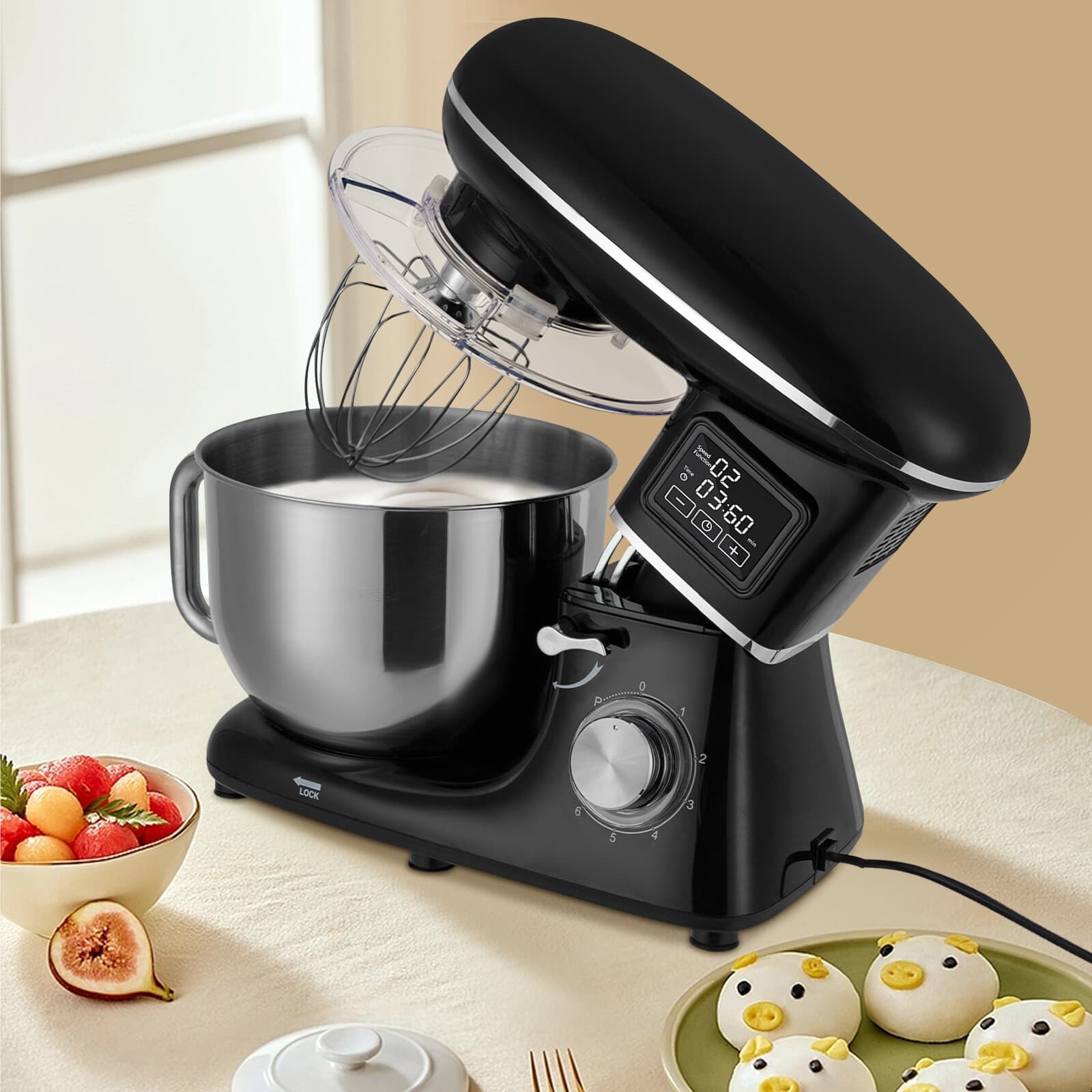 6.2L/6.5Qt Kitchen Electric Mixer Food Processor Dough Machine Knob Control 2