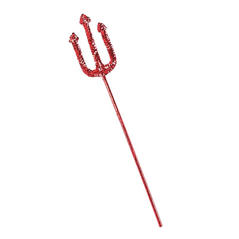 19" Red Glitter Sequin Devil Pitchfork Halloween Accessory
