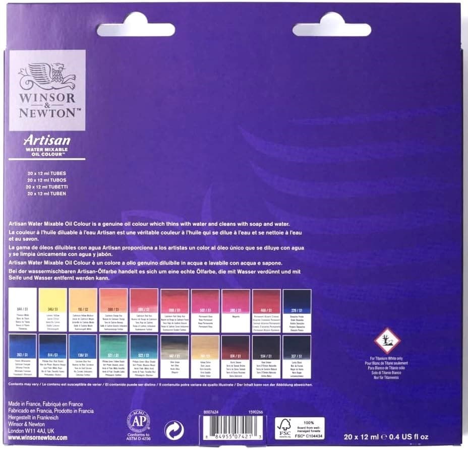 Winsor & Newton Artisan Water Mixable Oil Color Paint 20 X 12 ml Tubes Set ~ New 2