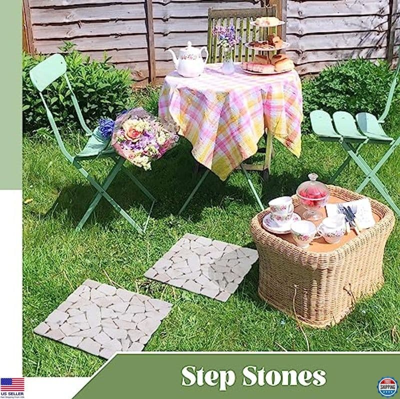 Sasylvia 6-Pack 12" Square Marble Riverstone Stepping Stones for Garden Pathways 4