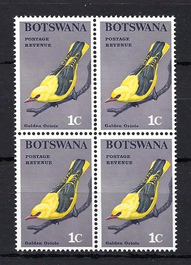 Botswana 1967 S# 19 Bird European Golden Oreole block 4 MNH