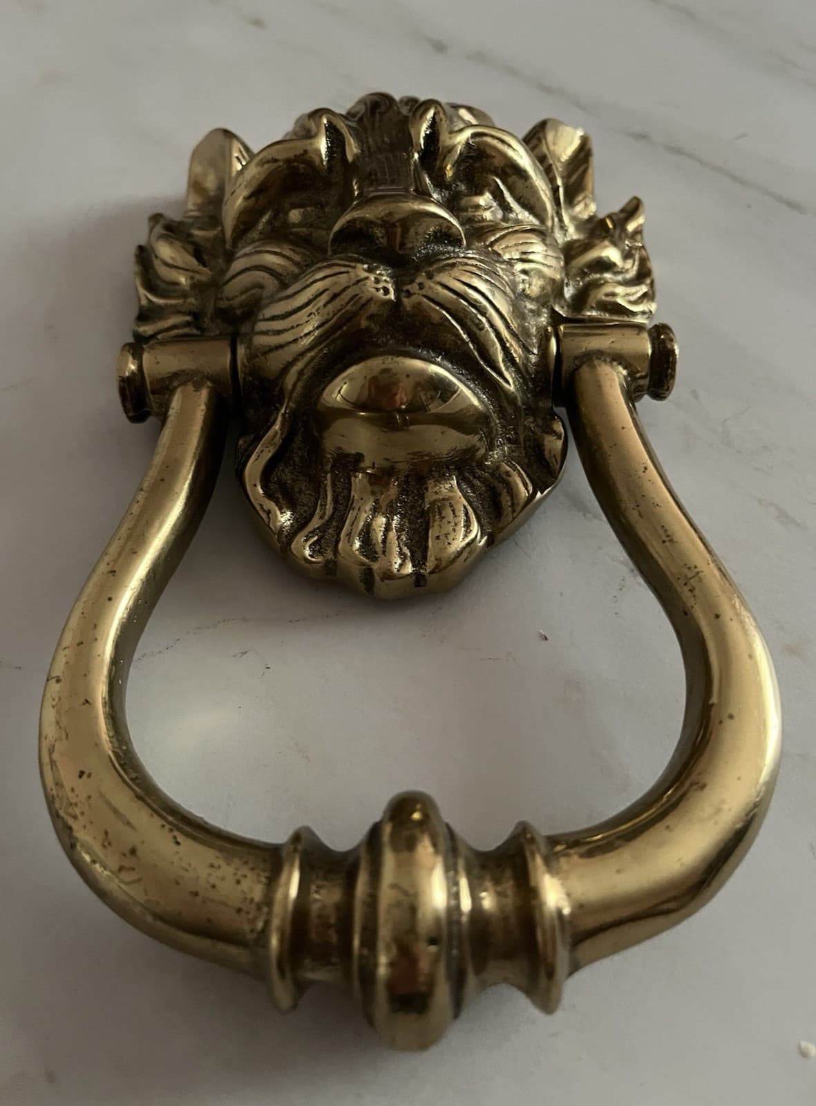 LARGE 9" ANTIQUE c.1925 LION HEAD ARCHITECTURAL SALVAGE DOORKNOCKER 6