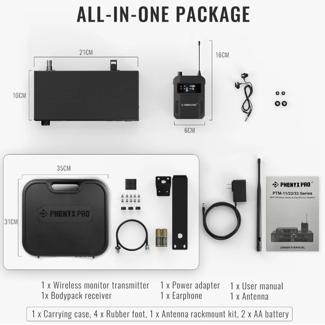 Phenyx Pro UHF Mono Wireless in-Ear Monitor System, Metal Wireless IEM System... 6