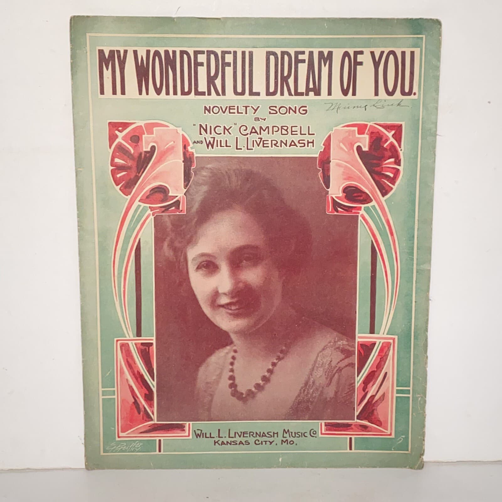 Antique 1918 My Wonderful Dream Of You Sheet Music