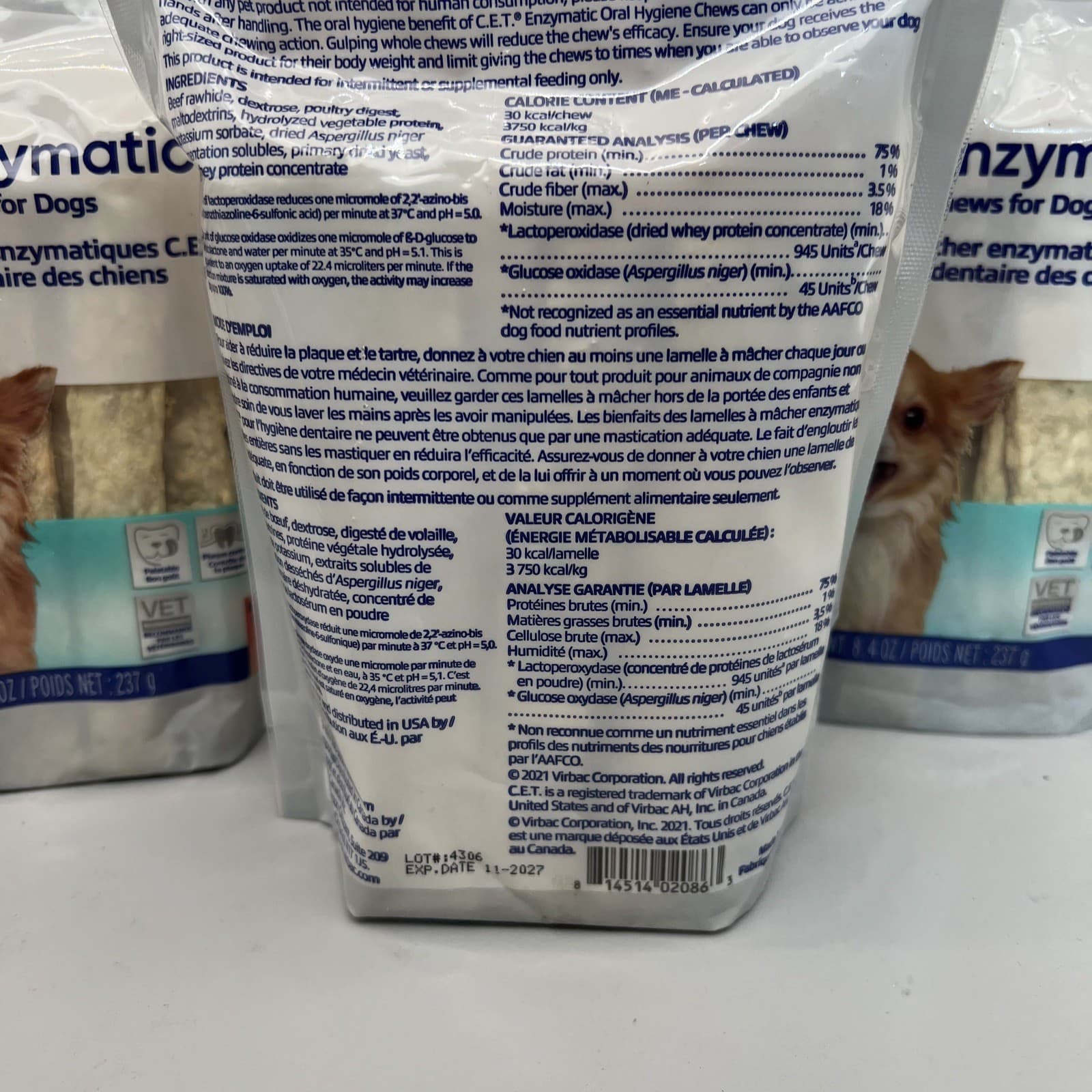 4 Pack CET Enzymatic Chews For Dogs, X-Small, Under 11 lbs, 8.4oz Each Exp 11/27 3