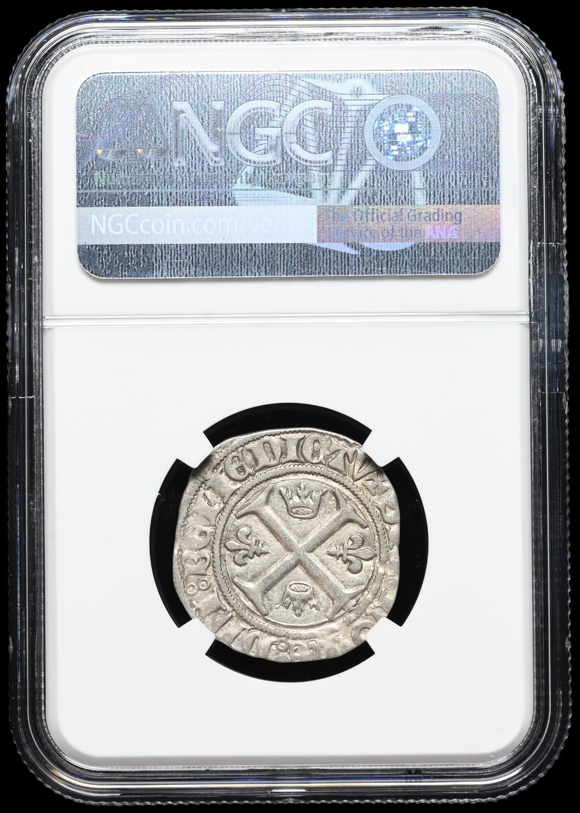 MEDIEVAL FRANCE. Charles VI, 1380-1422. Silver Blanc Guenar, NGC AU50 4