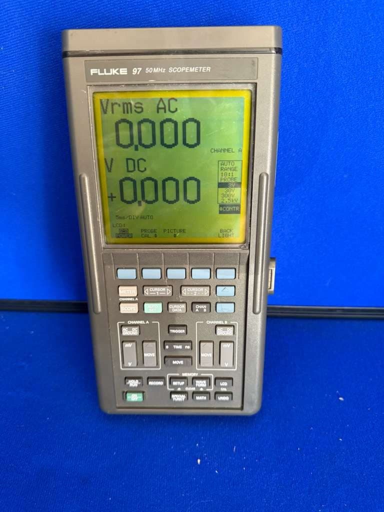 Fluke 97 Auto Scopemeter Dual Trace 50 MHz Handheld Oscilloscope W/manual 2