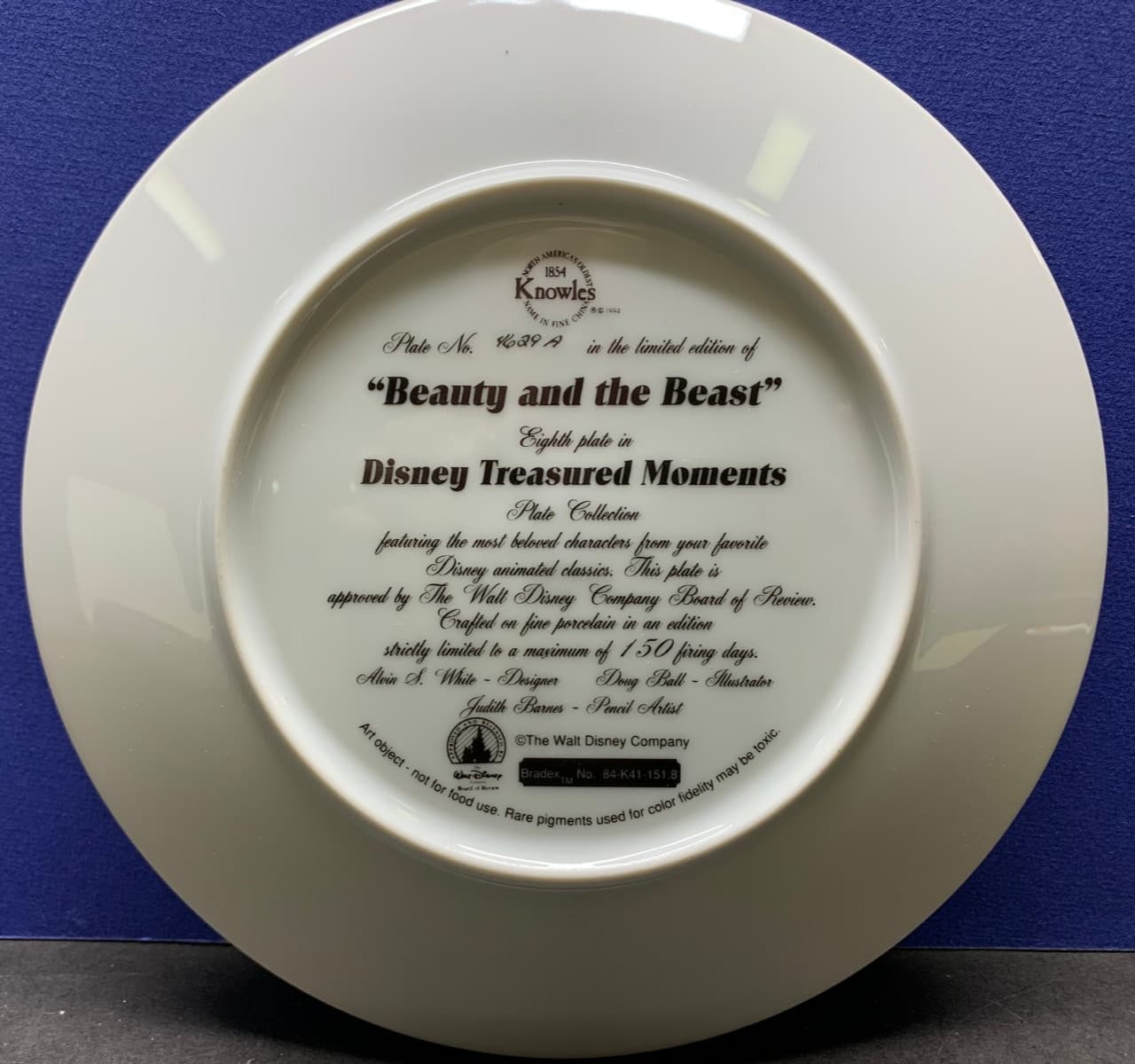 KNOWLES BEAUTY AND THE BEAST PLATE - DISNEY TREASURED MOMENTS COLLECTION - NEW! 2