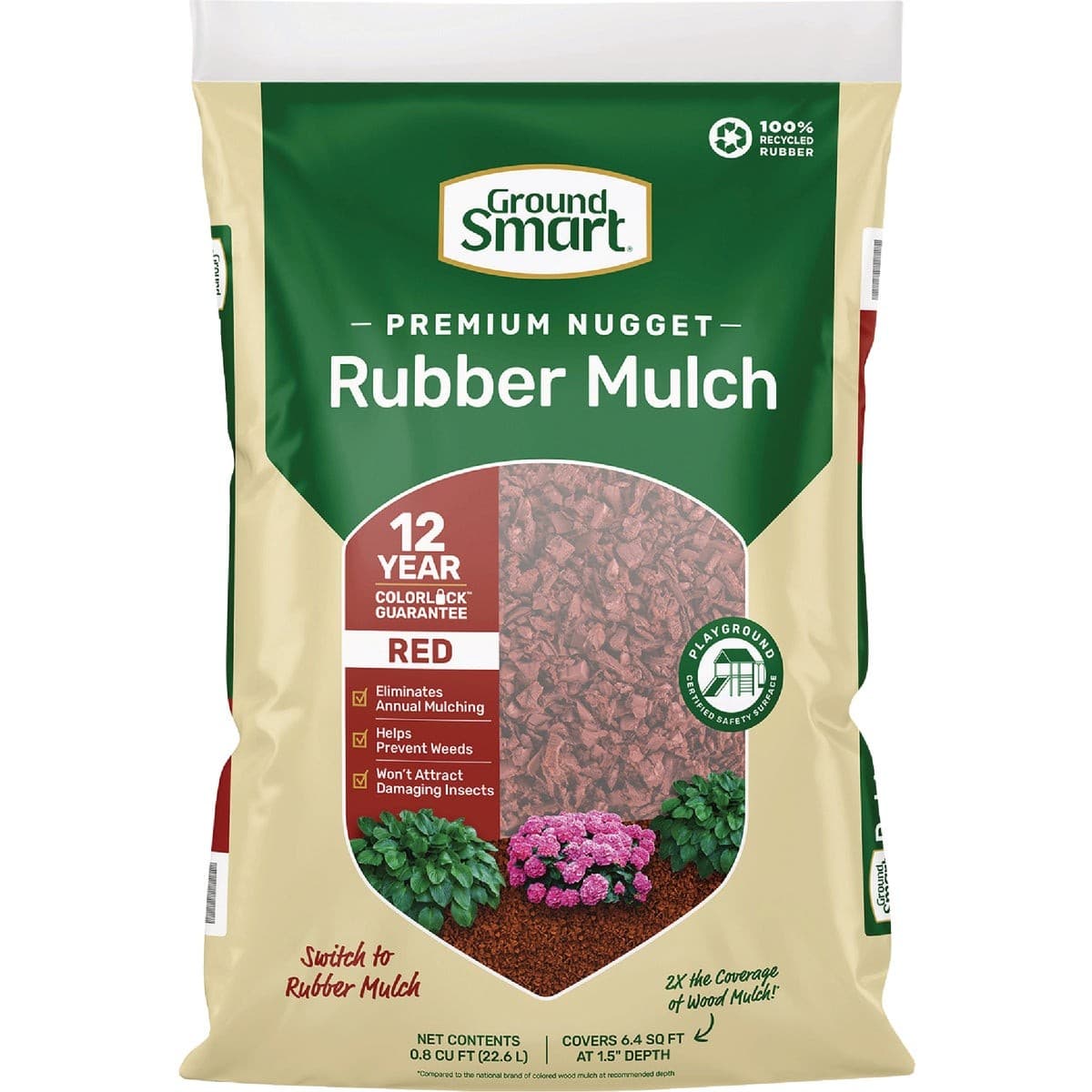 GroundSmart 0.8 Cu. Ft. Red Recycled Nugget Rubber Mulch GSNG08RD72 GroundSmart