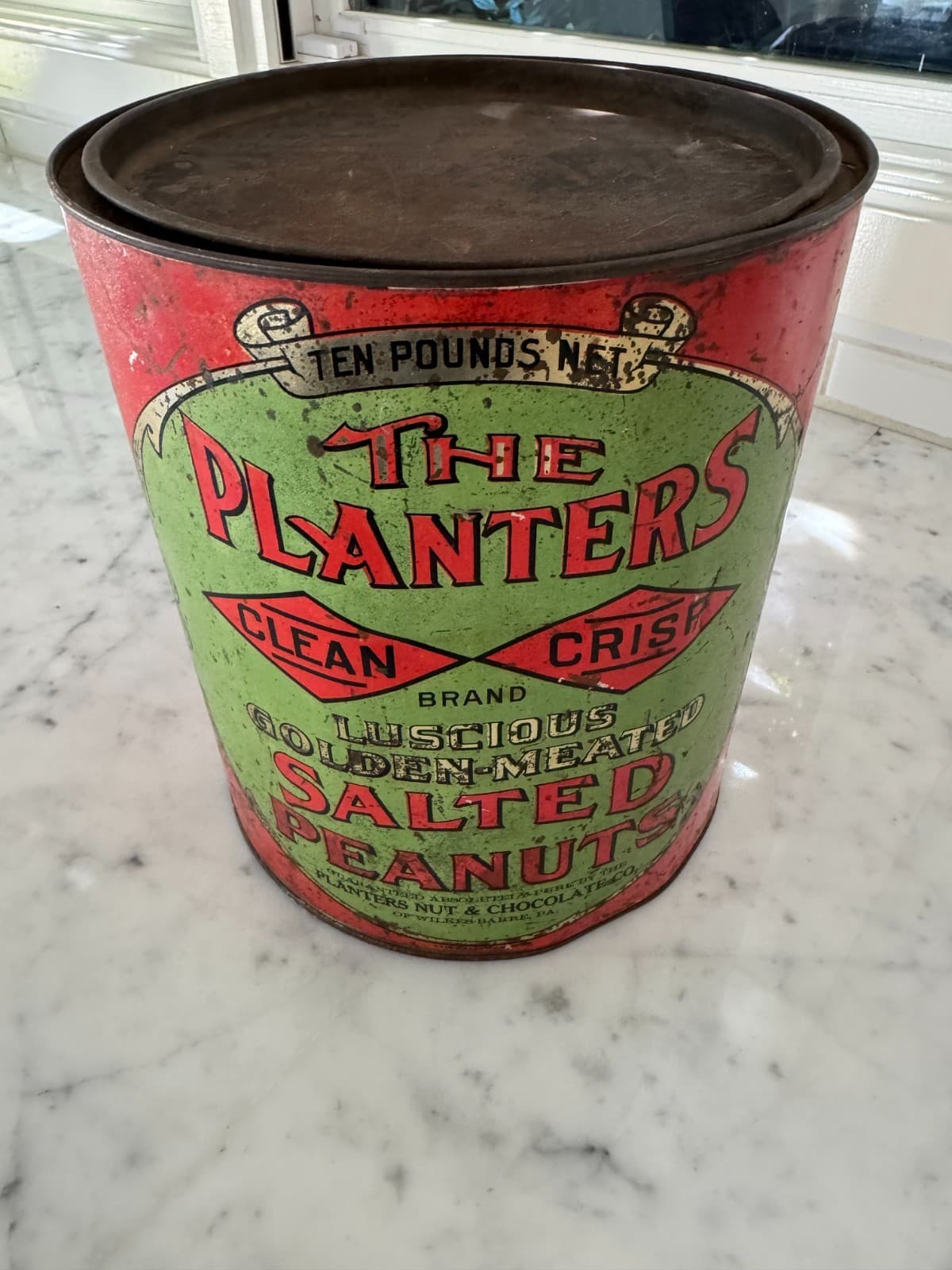 Extremely Rare Planters Mr Peanut Clean Crisp Ten Pound Tin