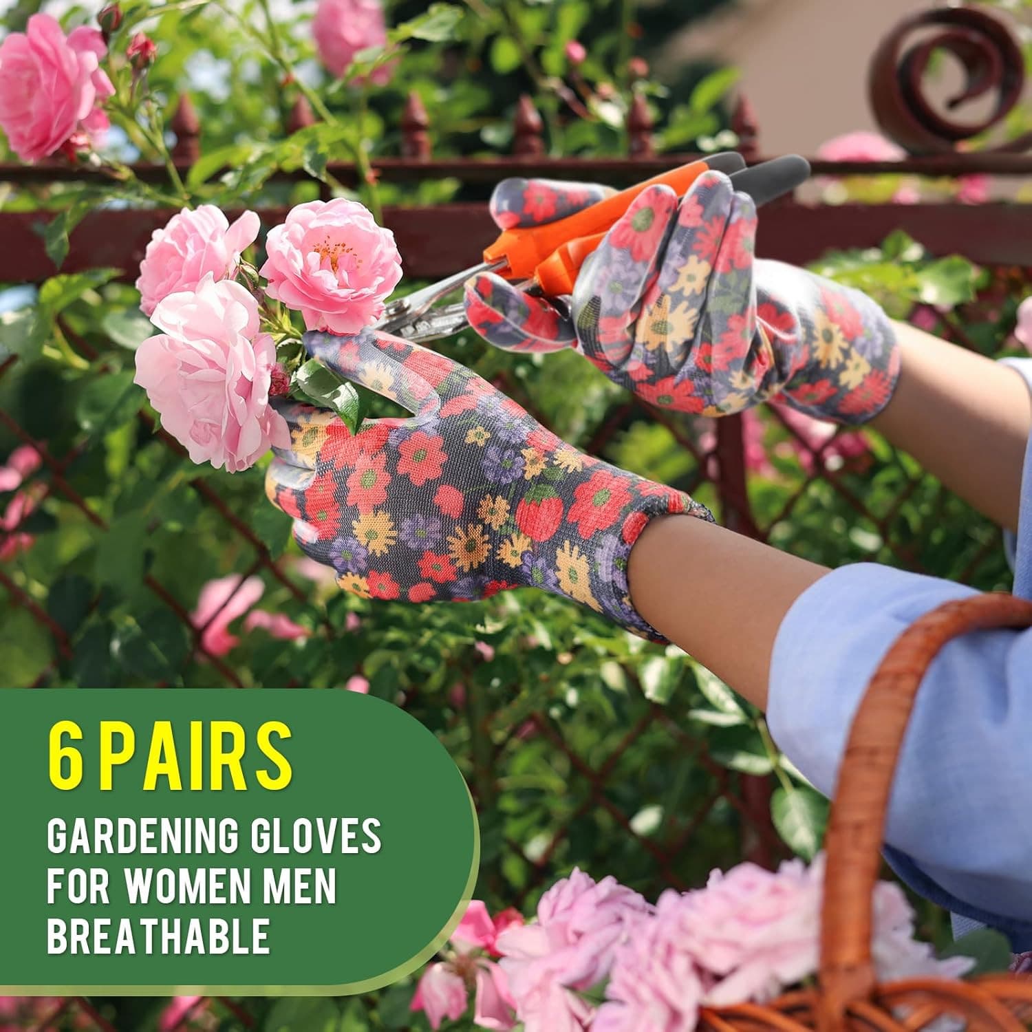 6 Pairs Gardening Gloves for Women - Breathable Rubber Coated Garden Gloves, Mul 4