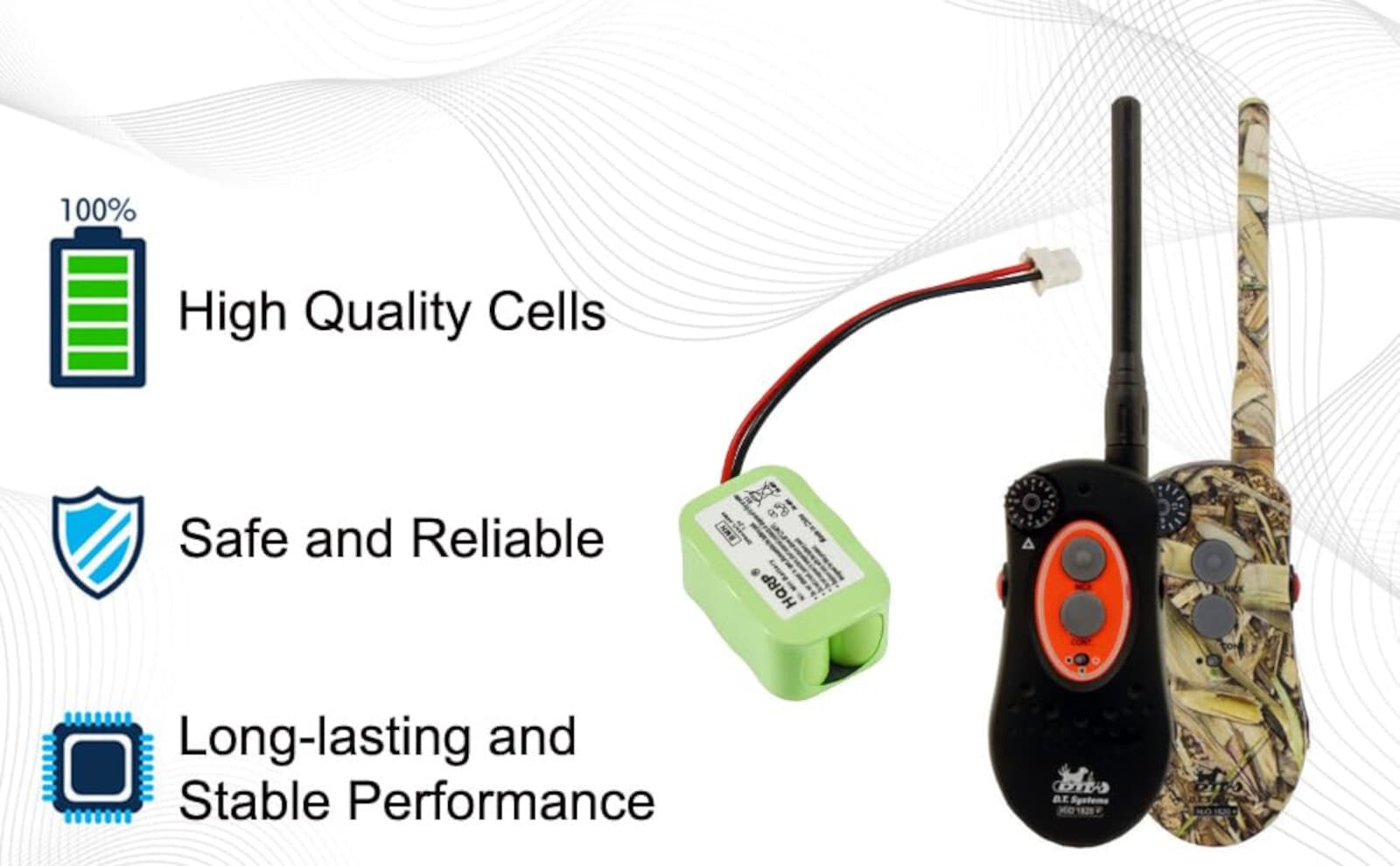 2-Pack Battery for Dt-Systems H20 1800 Series Remote Dog Training Transmitter 5