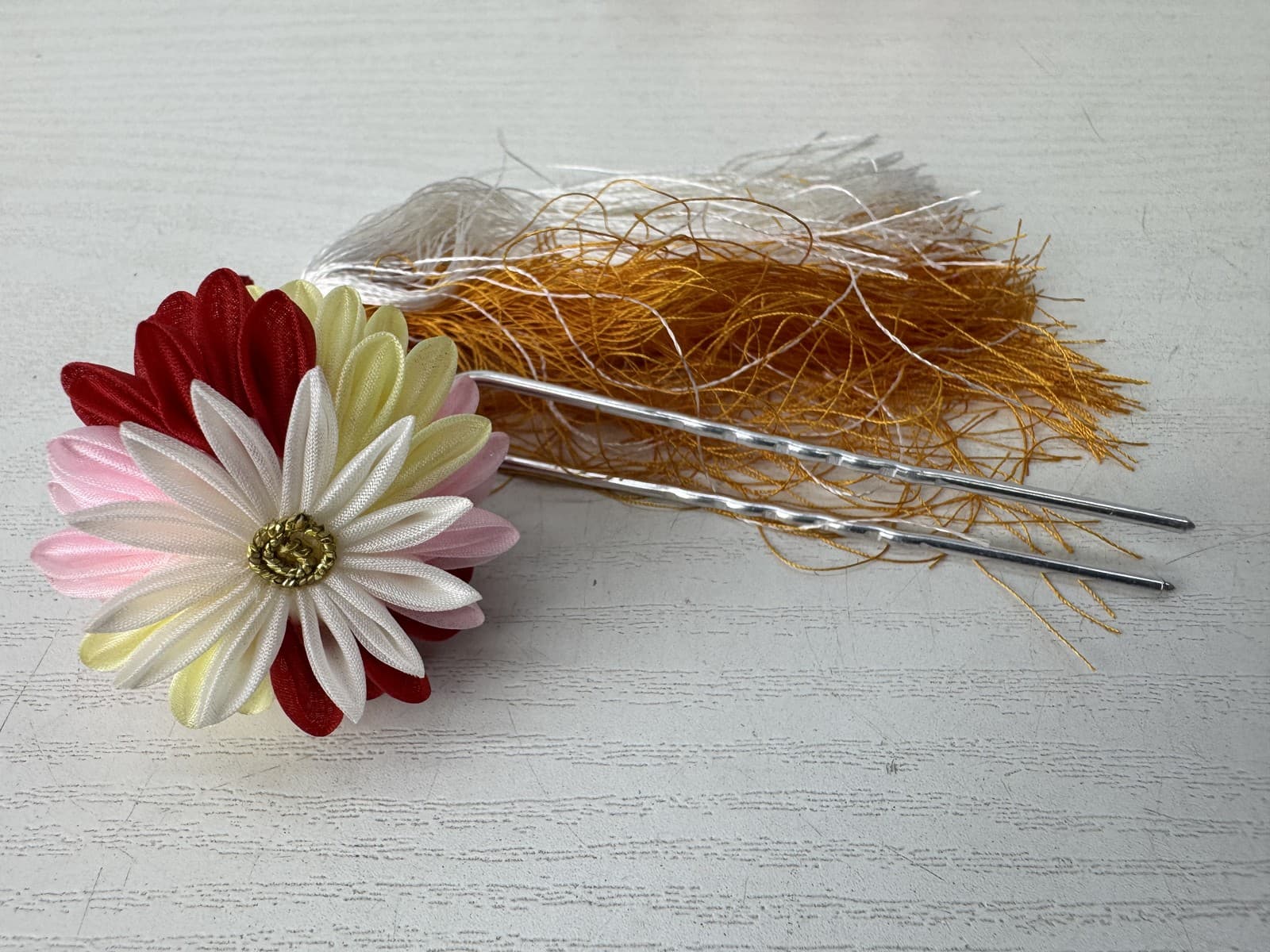 Y9681 KANZASHI Hair stick accessory ornament hairpin box Japan antique kimono 6