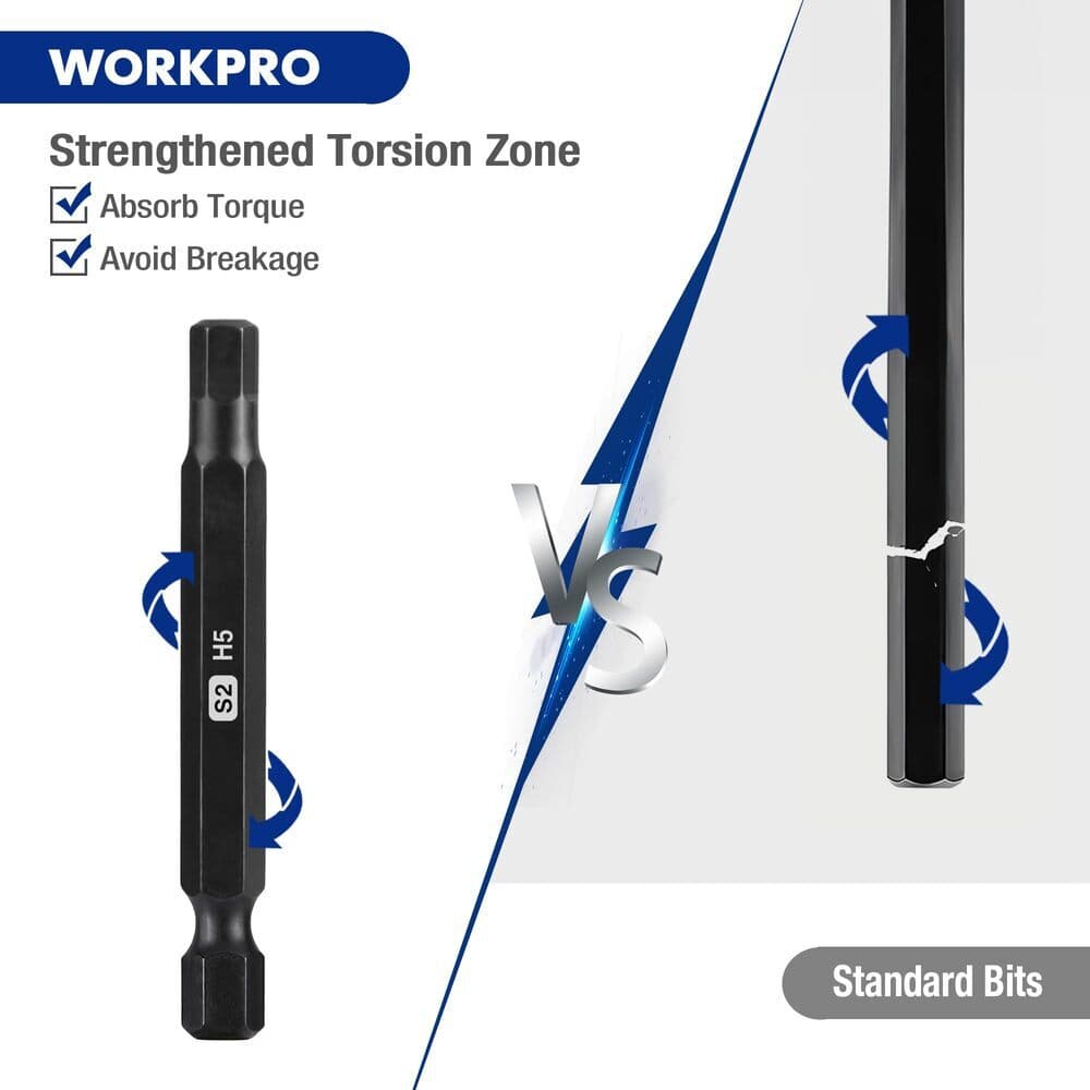 WORKPRO 20PC Magnetic Hex Head Allen Wrench Drill Bit Set Metric SAE Hex Bit Set 5
