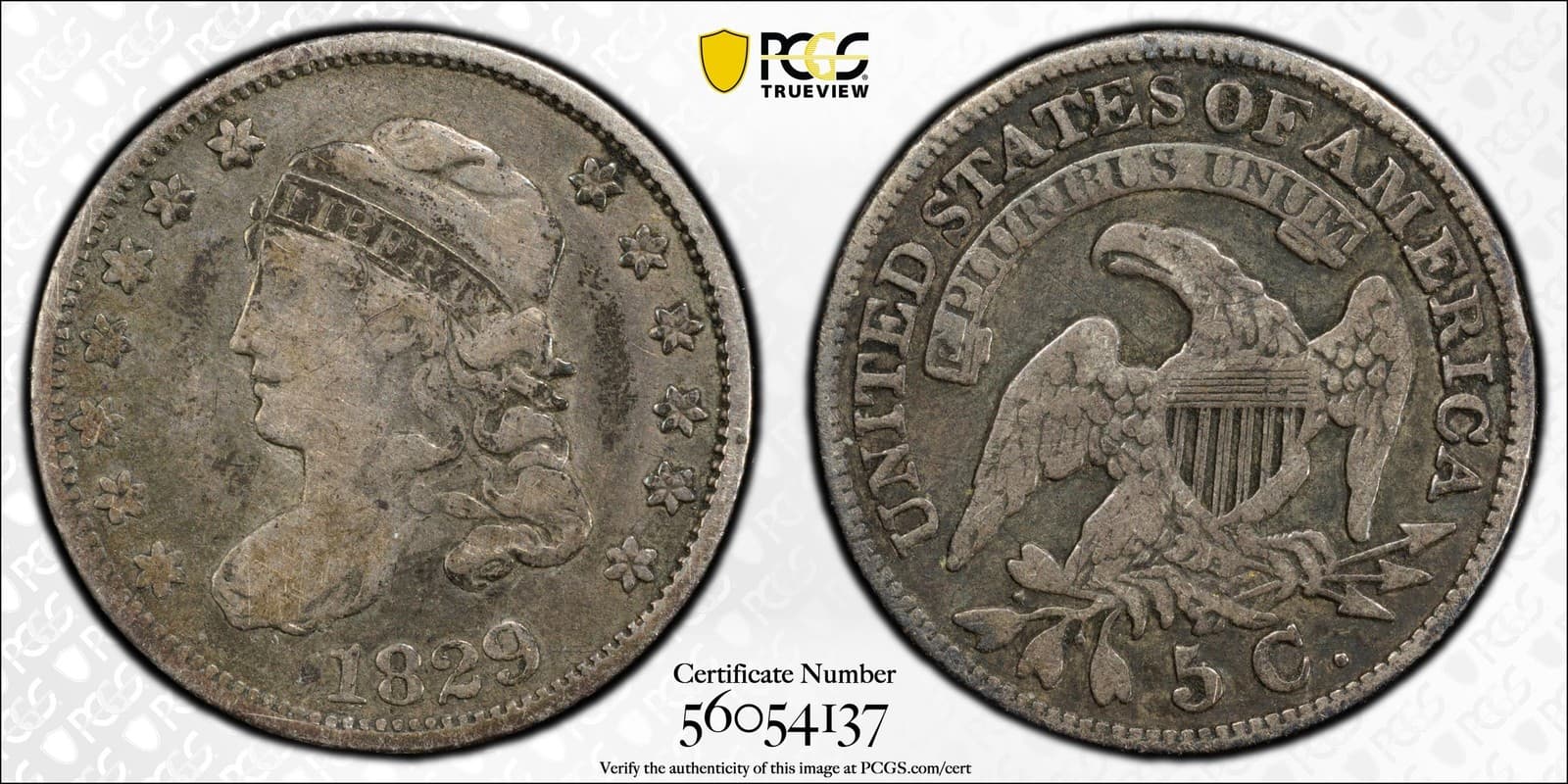 1829 P Capped Bust Half Dimes PCGS F-15 LM-14 3