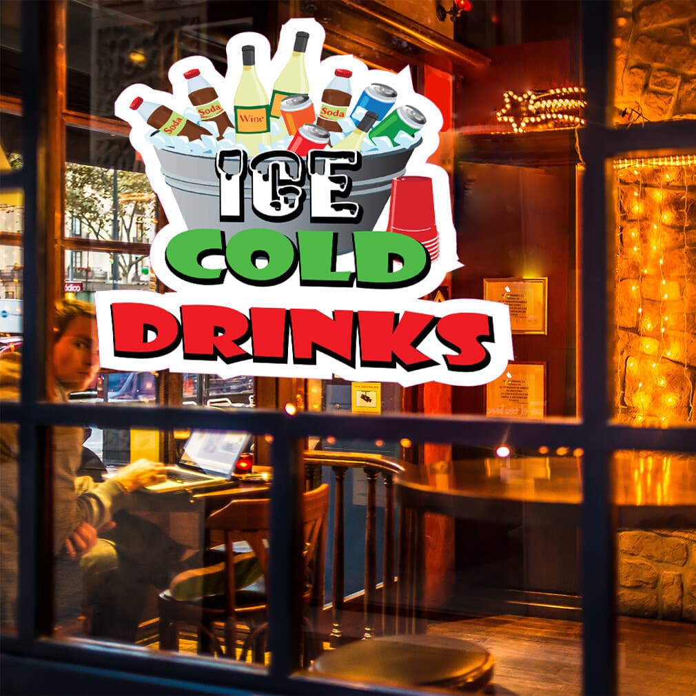 Food Truck Decals Ice Cold Drinks Style B Restaurant & Food Concession Sign Red 4