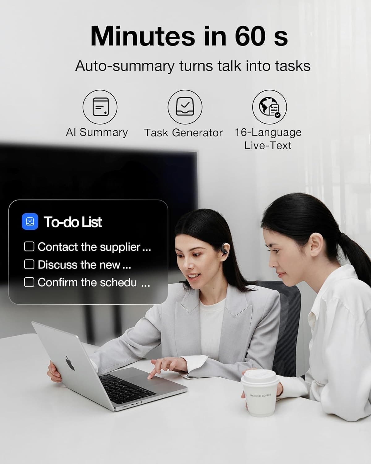 VIAIM OpenNote AI Recorder – Open Ear Earbuds with FlashRecord, Black 5