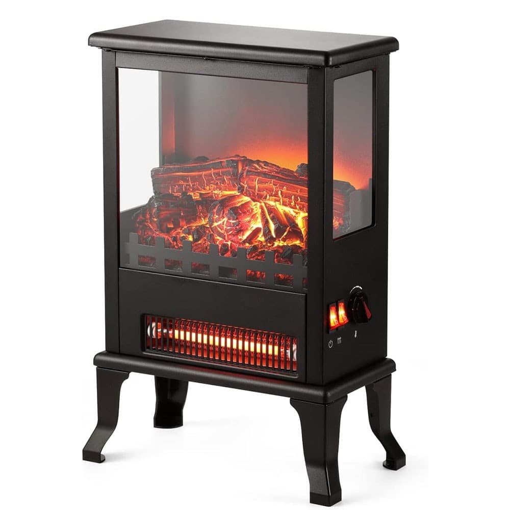 Electric Fireplace Stove,1500W Infrared Fireplace Heater with 3D Realistic Flame