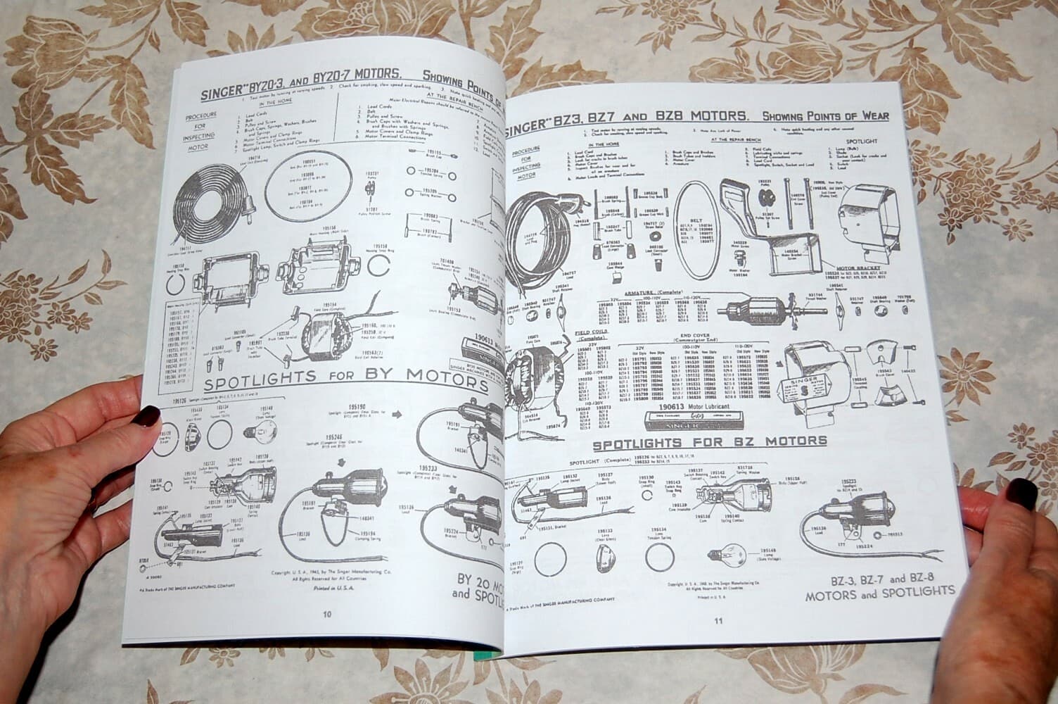 Rare Service Manual for Singer Sewing Machines Motors, Foot Controllers, Lights, 4