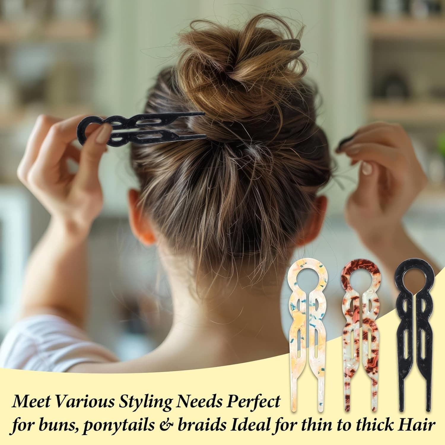 3 Pcs Hair Pin, New Elegant French Twist U-Shaped Hairpin, Prestige Hairpin, Eff 2