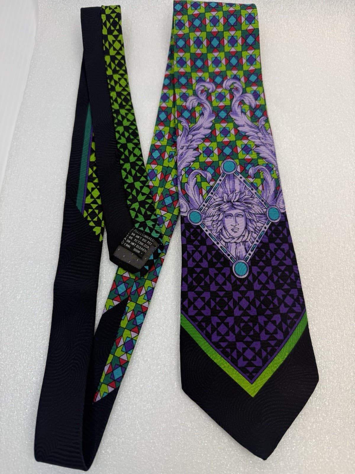 Vintage 90s GIANNI VERSACE Medusa Silk Tie Baroque Print Made In Italy