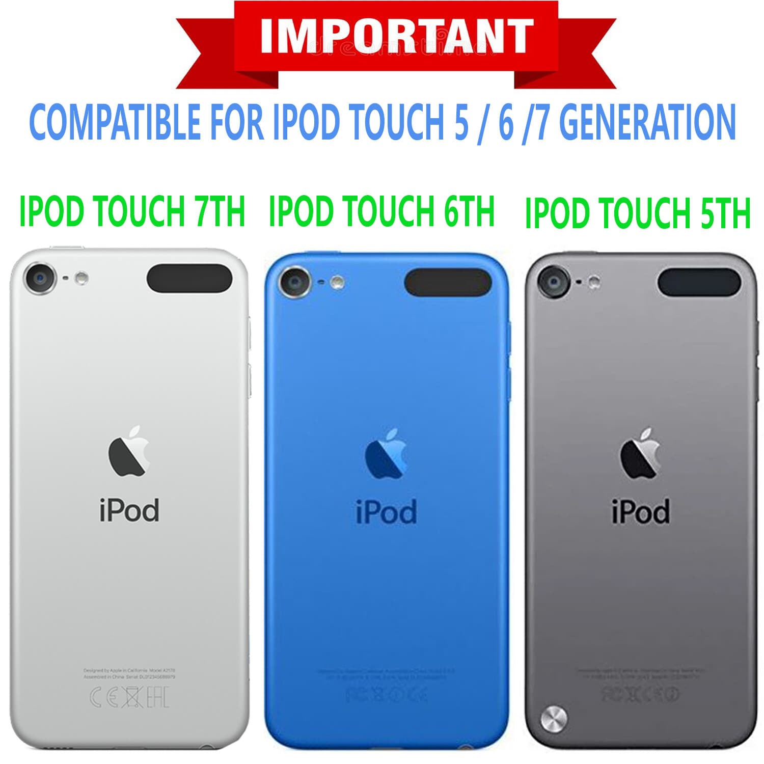 For iPod Touch 5th 6th 7th Gen Case, Case Cover + Tempered Glass Protector 2