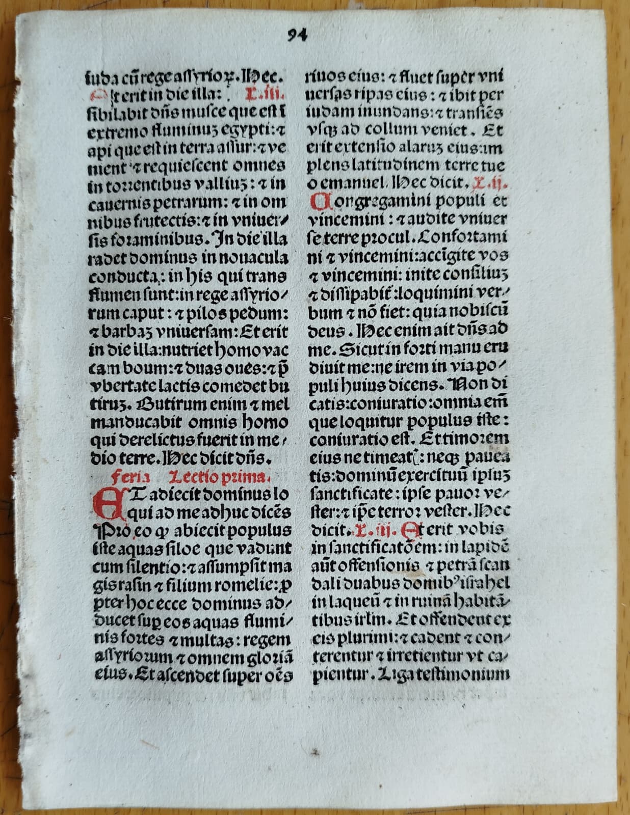 Rubricated Incunable Leaf Brevarium Augsburg (94) - 1495