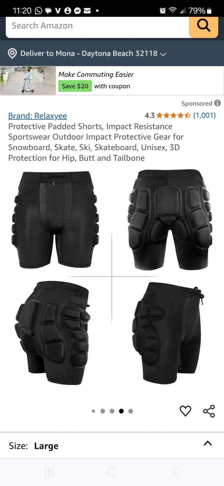 AEIKE Hip Protection Pads Shorts Size M Hip Pads 3D EVA Hip Protection Pad   4