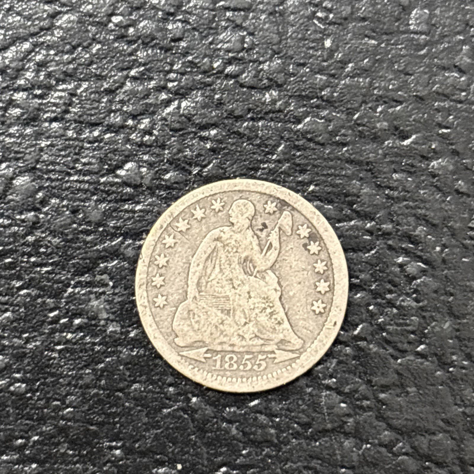 1855 seated liberty half dime with arrows