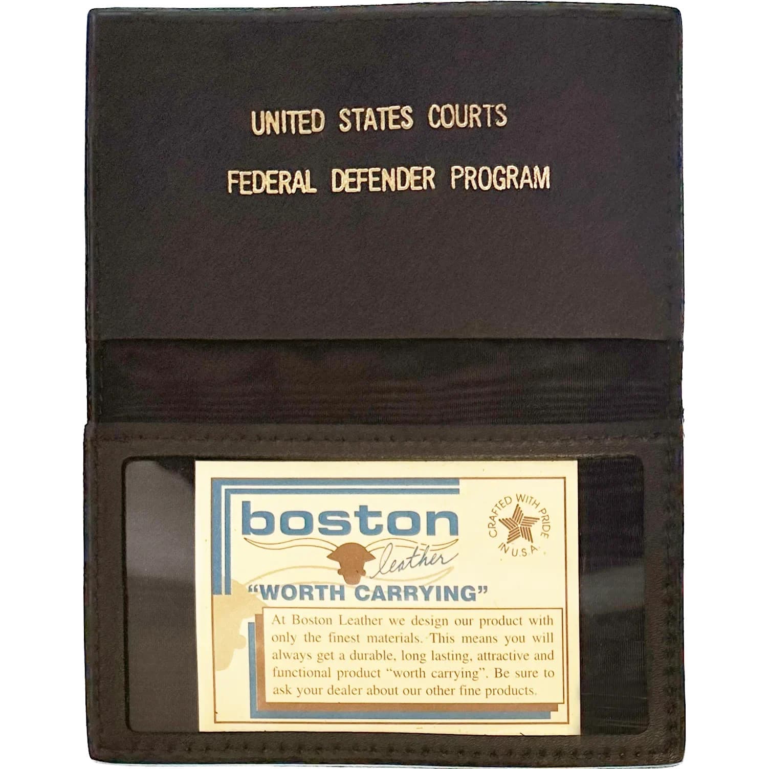 BOSTON LEATHER ID / BADGE CASE: Federal Defender Program 5 Point Star Cutout ...