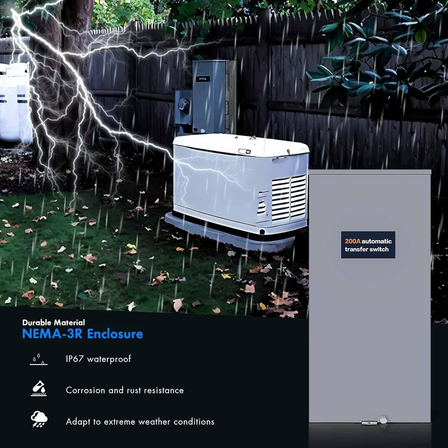 200 Amp Single Phase Automatic Transfer Switch, Replace for Generac RXSW200A3 6