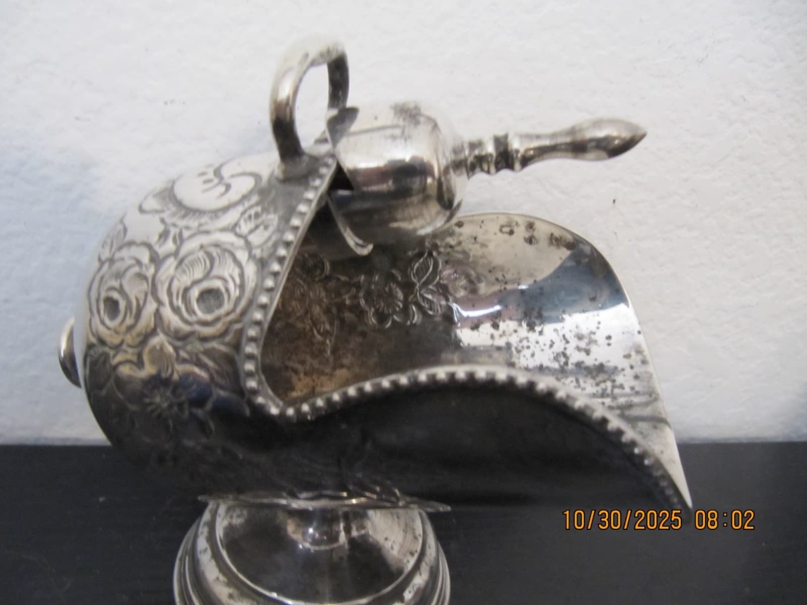 Vintage Silver Plate Sugar Scuttle With Spoon Scoop 4