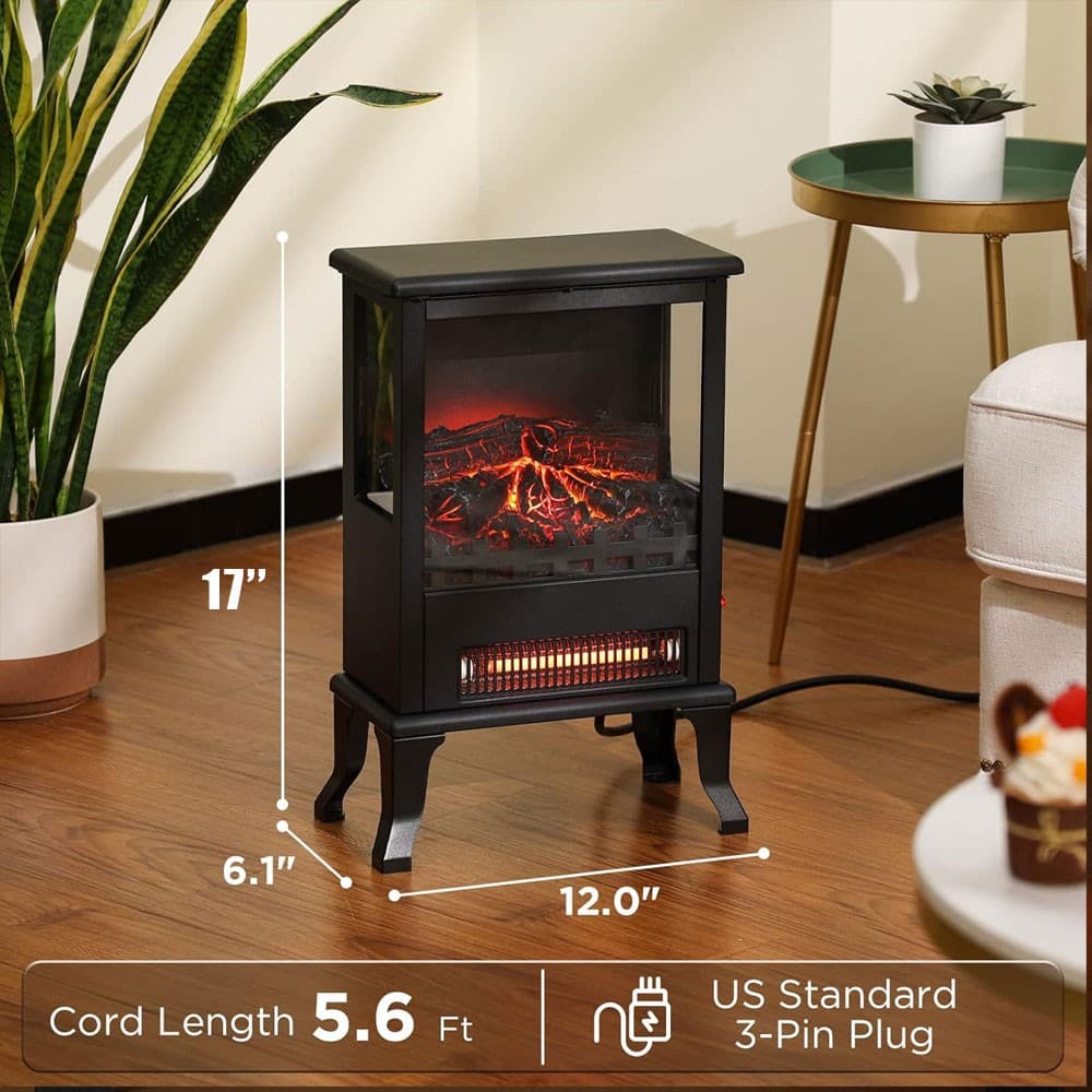 Electric Fireplace Stove,1500W Infrared Fireplace Heater with 3D Realistic Flame 3