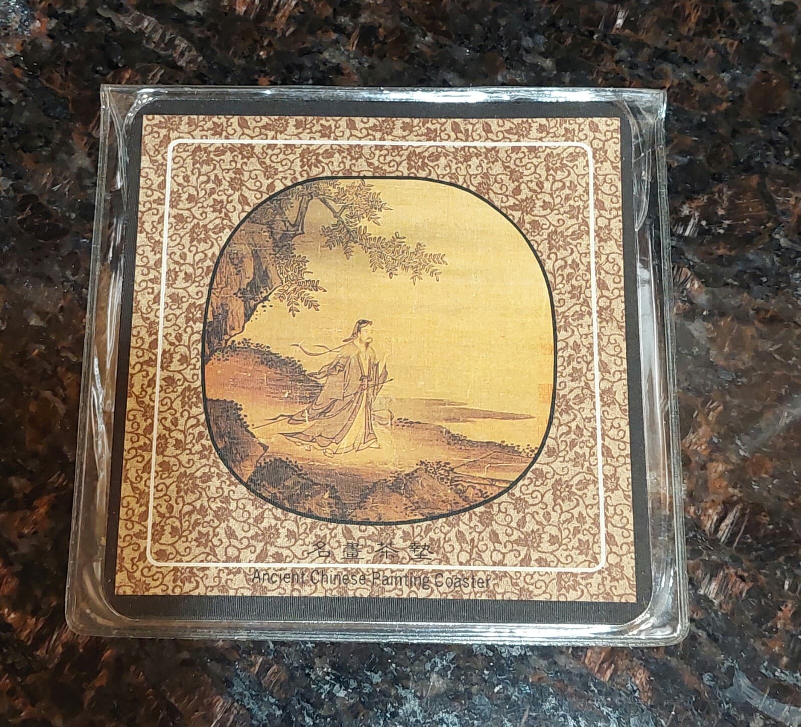 ASIAN A Scholar Liang K'ai Sung Coasters dynasty Large 6x6
