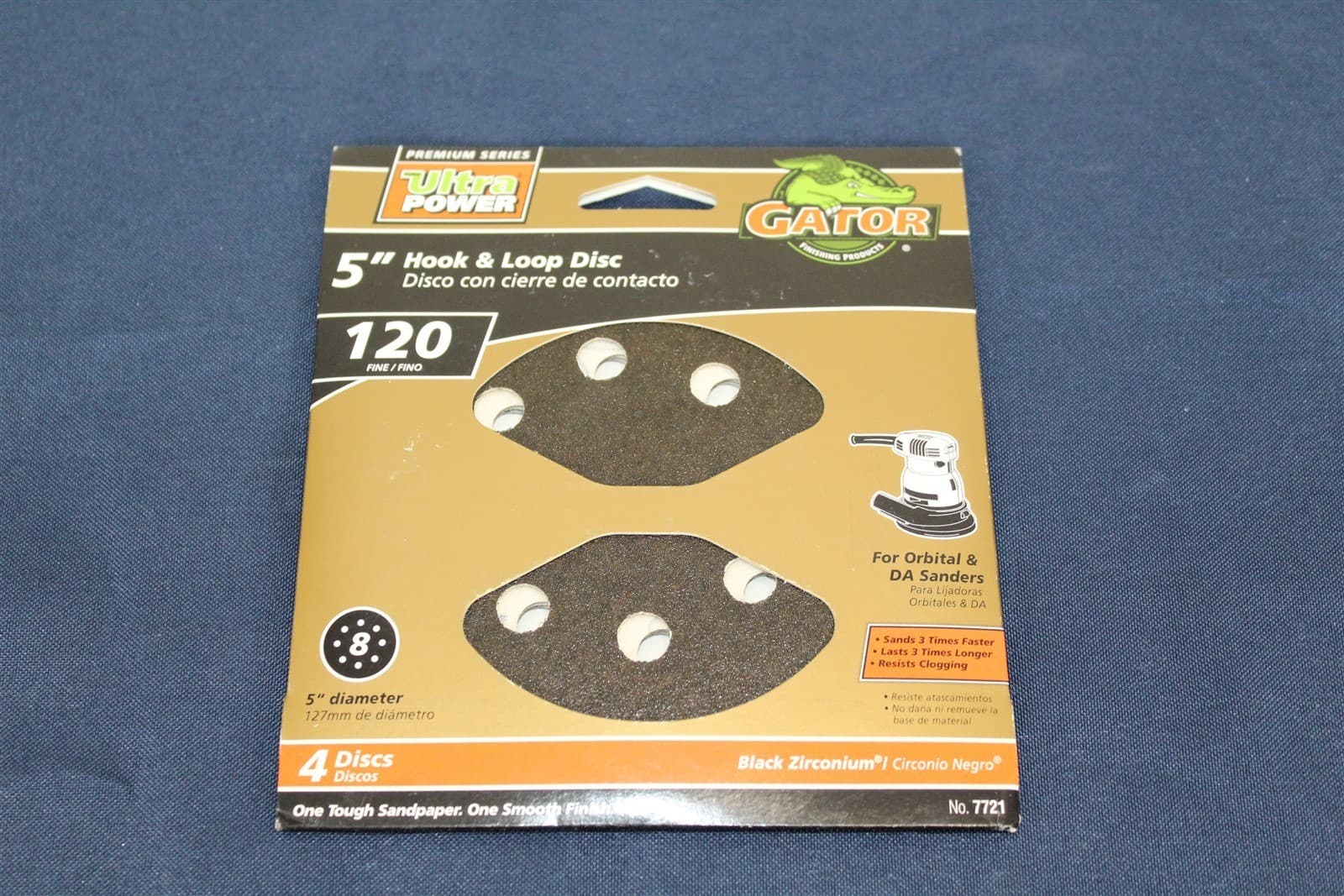 Gator Finishing 7721 120 Grit Zirconium Oxide Hook & Loop Sanding Discs 4PK 5"