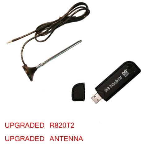 RTL-SDR radio receiver RTL2832U + R820T2 new chipset and antenna (black)