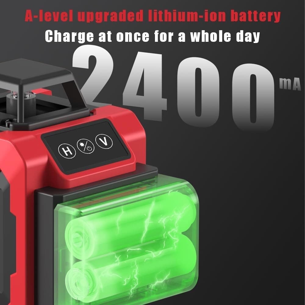 Green Laser Level,4D 16 Lines, 360 Self Leveling w/ Magnetic Bracket,2 Batteries 5