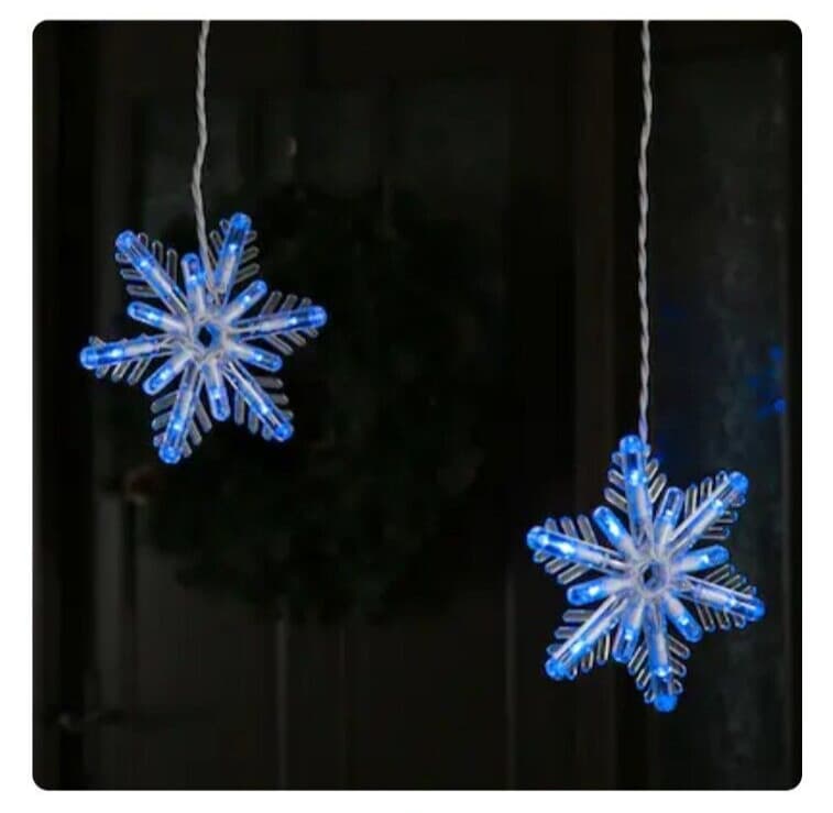 GE Color Choice 8 Dual Color LED Snowflake Lights White Blue Indoor Outdoor New 6