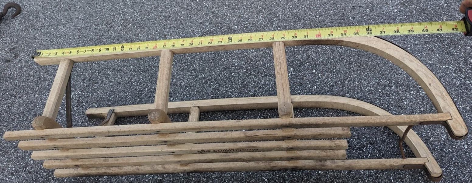 Vintage Erb Rodel Davos Wood Sled Iron Runners 42 X 13 X 10 In 4