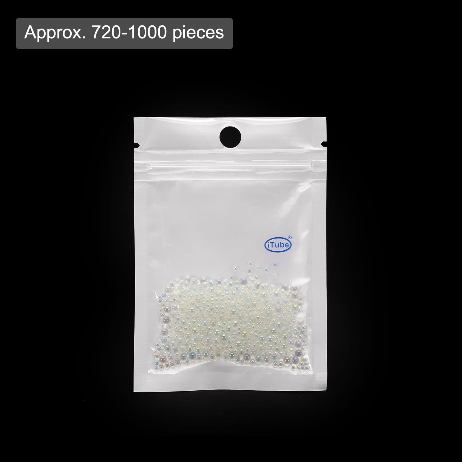 Iridescent Tiny Glass Bubble Beads, Φ0.4-3mm 10g No Hole, Round, Clear 3