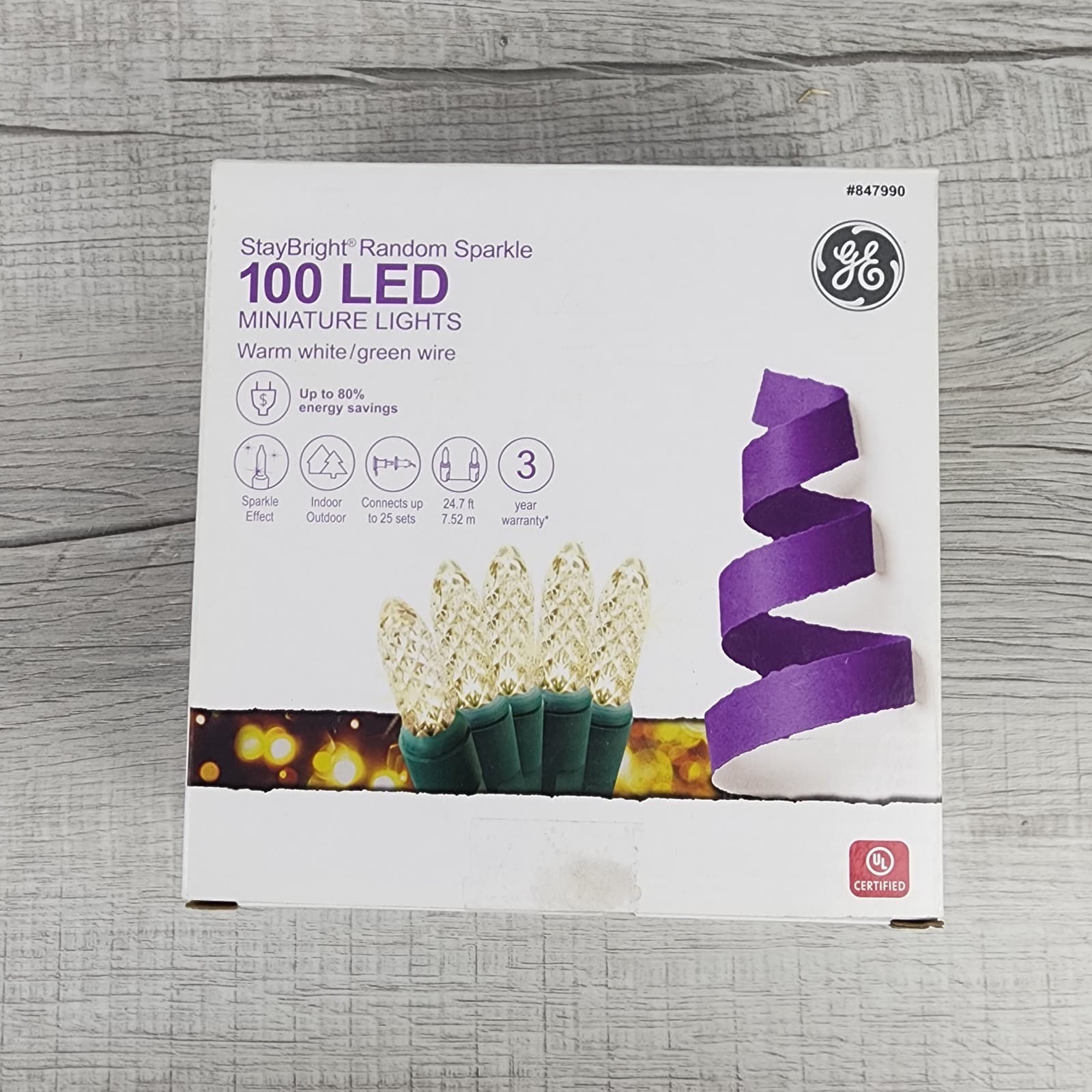 GE StayBright Random Sparkle 100 Ct LED Miniature Lights - NEW - Warm White 5
