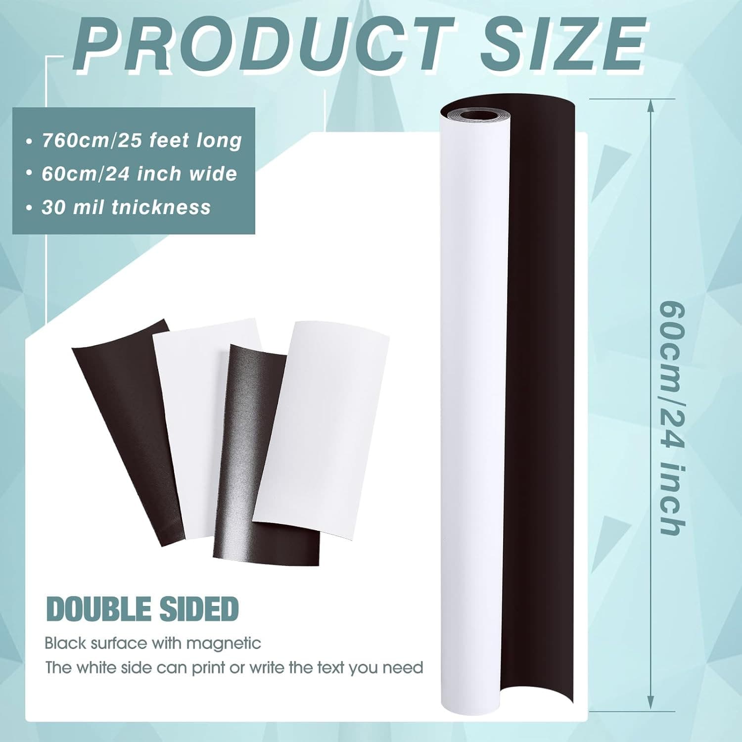 24 Inch X 25 Feet, 30 Mil Blank White Surface Magnet Sheets Magnetic Roll Printa 2