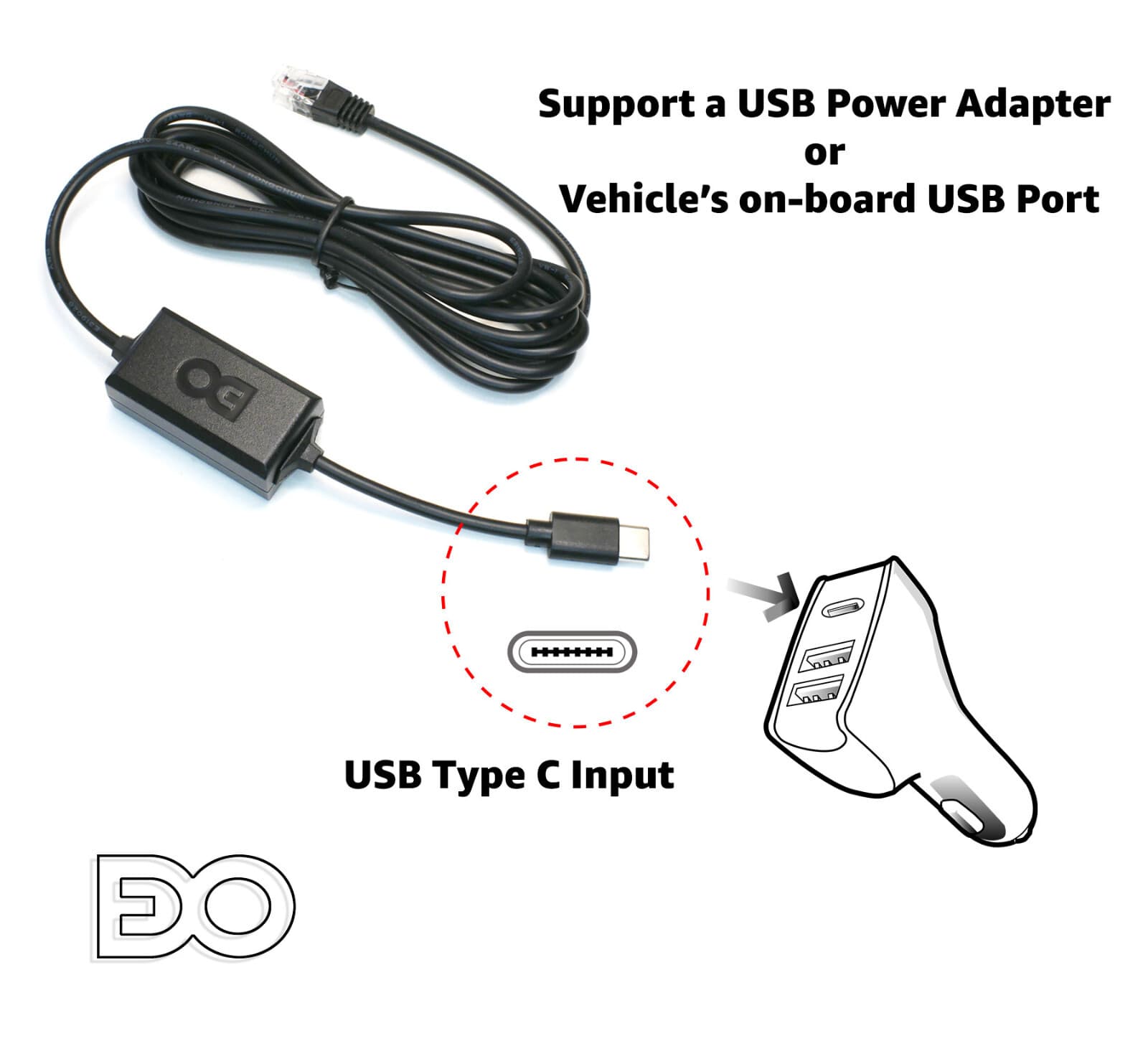 USB-C RJ11 Power Cord Cable for Beltronics / Valentine One V1 Gen1 & Gen2 Radar 4
