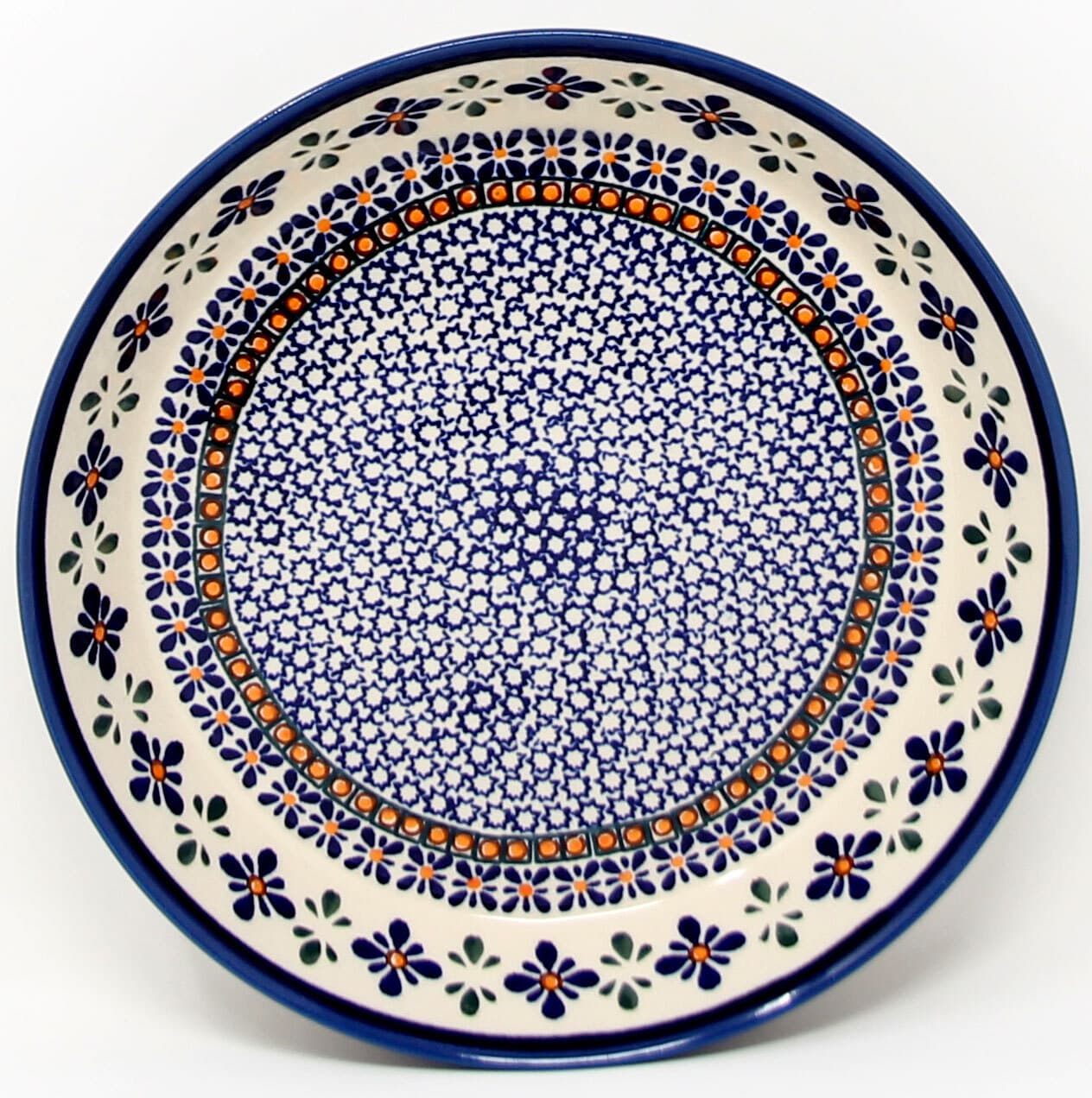 Polish Pottery Pie Plate 10" Mosaic Flower Design Zaklady Boleslawiec 2
