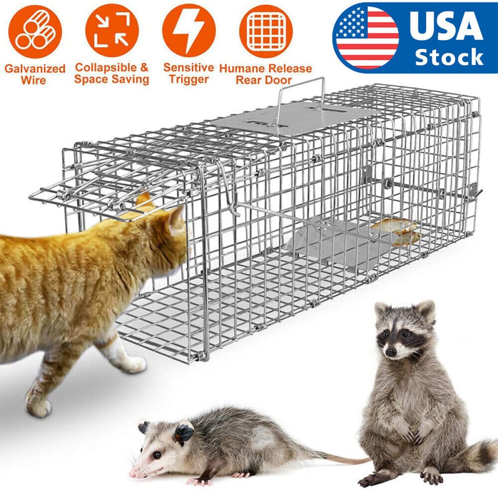 Live Animal Trap Extra Large Rodent Cage Garden Rabbit Raccoon Cat 24"X8"X 7.5"