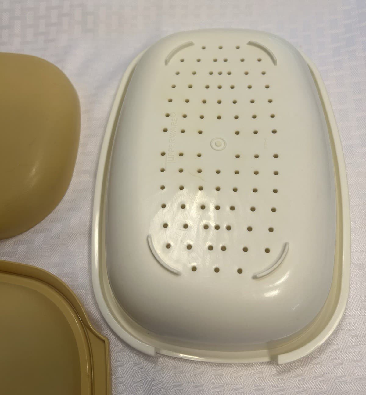 Vintage Tupperware Microwave Vegetable Steamer 3 Piece Harvest Gold 1273-4 3