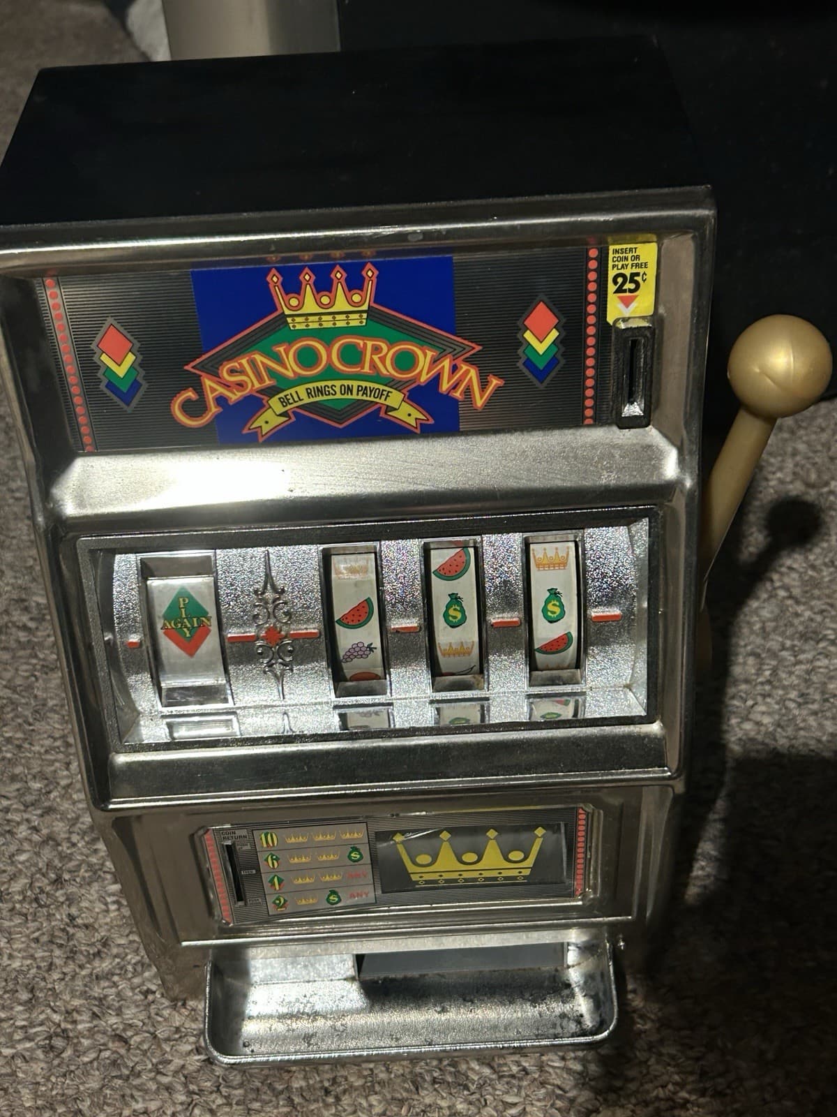 Vintage Waco Casino Crown Novelty Slot Machine Quarters 25 CentJapan READ VIDEO