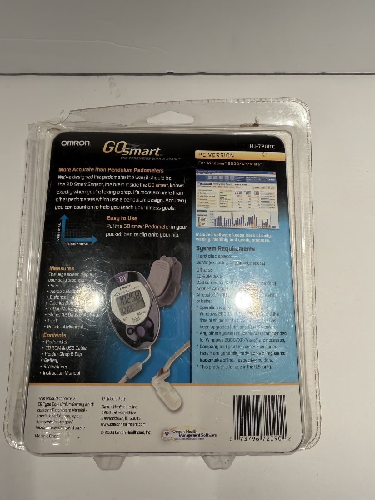 Omron GO smart Dual-Axis Pocket Pedometer w/ Advanced 2D Sensor Tech. PC Version 4