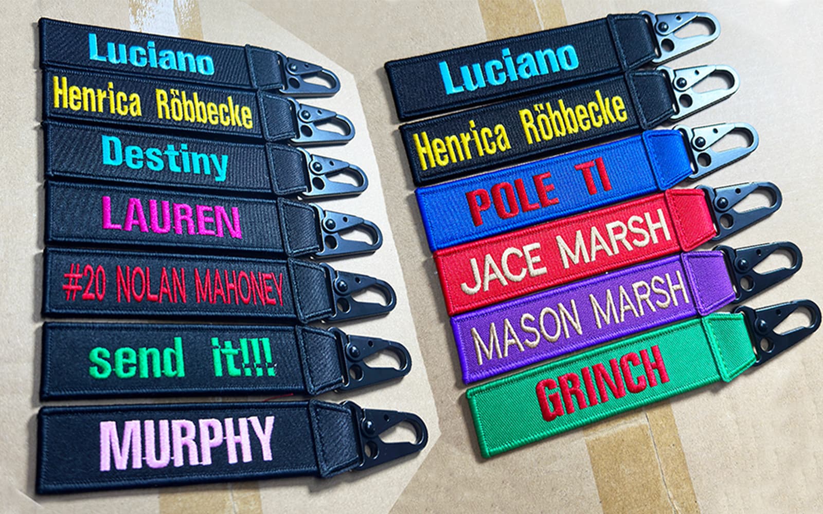 Customized Double Sided Keychains Keyrings Embroidered Bike Car Key Tag Outboard 6