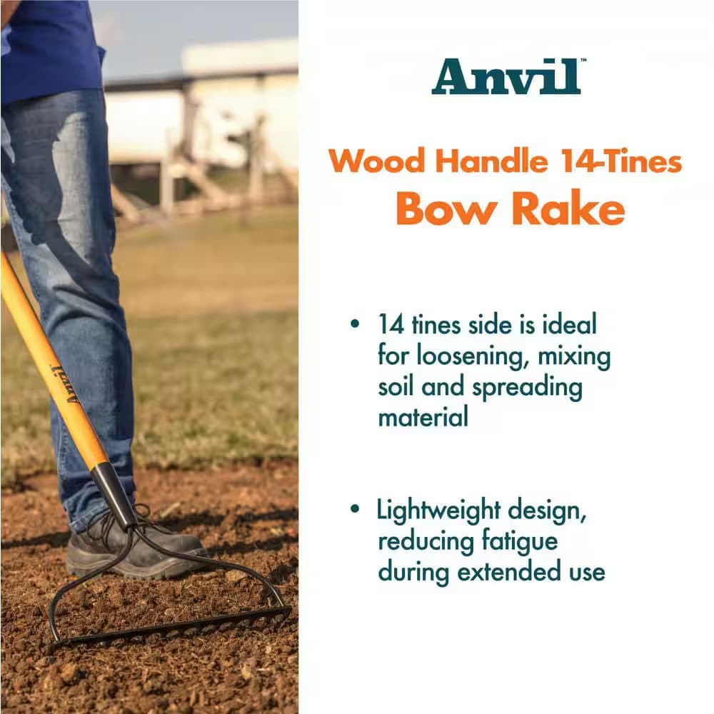 47 In. L Wood Handle 14-Tines Garden Bow Rake 5